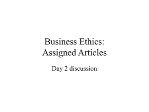 Business Ethics: Assigned Articles