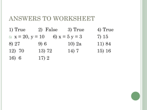 Select Answers to Worksheet