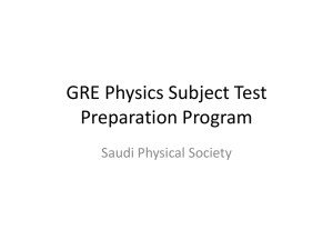GRE Physics Subject Test Preparation Program