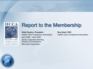 Report to the Membership - Health Care Compliance Association