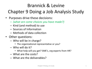 Brannick & Levine Chapter 9 Doing a Job Analysis Study