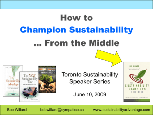 Champion Sustainability - Toronto Sustainability Speaker Series