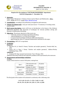 SYLLABUS MATHEMATICAL ANALYSIS