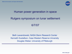 Human power generation in space - Rutgers Symposium on Lunar