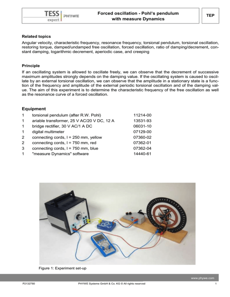 forced oscillation pohl's pendulum experiment