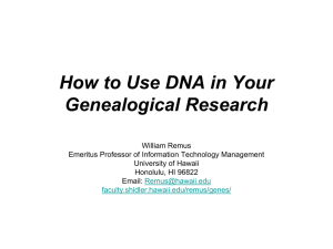 Using DNA in Genealogical Research