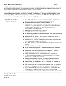 “Nelson Mandela and Apartheid” Name: Period: ______ DAY ONE
