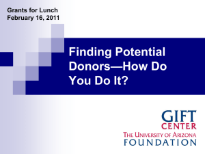 Finding Potential Donors - The University of Arizona Foundation