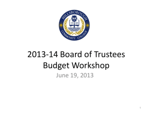 2013-14 Board of Trustees Budget Workshop