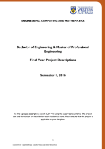 Final Year Project Descriptions - Faculty of Engineering, Computing