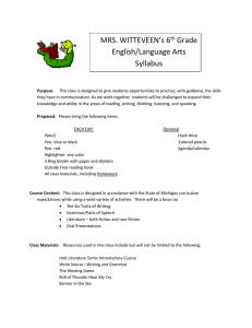 MRS. WITTEVEEN's 6th Grade English/Language Arts Syllabus