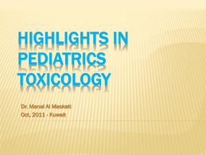 Highlights in Pediatrics Toxicology Dr. Manal Al Maskati Oct, 2011