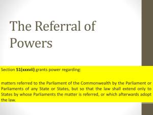 The Referral of Powers - Year 12