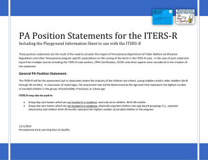 PA Position Statements for the ITERS-R