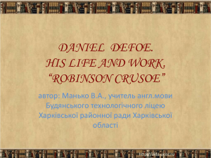 DANIEL DEFOE. HIS LIFE AND WORK. *ROBINSON CRUSOE*