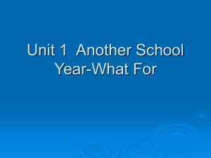 Unit 1 Another School Year