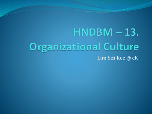 HNDBM * 13. Organizational Culture