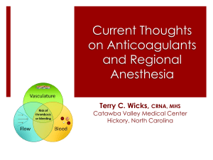 Current Thoughts on Anticoagulants and Regional Anesthesia