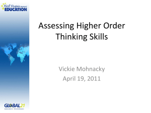 Assessing Higher-Order Thinking Vickie Mohnacky