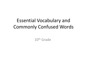 Essential Vocabulary and Commonly Confused Words