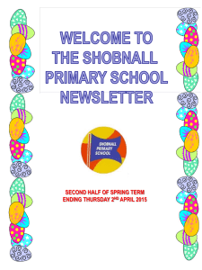 Spring Newsletter 2 2015 - Shobnall Primary School