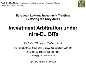 Investment Arbitration under Intra