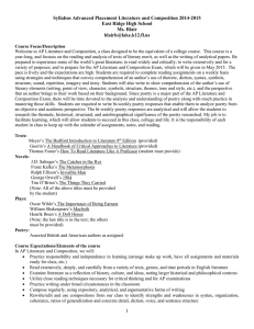 Syllabus Advanced Placement Literature and Composition 2014