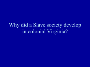 Why did a Slave society develop in colonial Virginia?