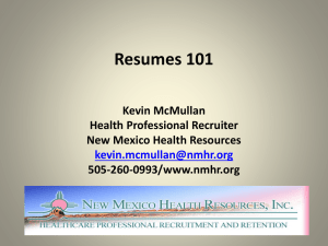 Resumes 101 - University of New Mexico