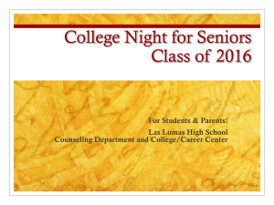 College Night for Seniors PowerPoint Presentation 9/16/15