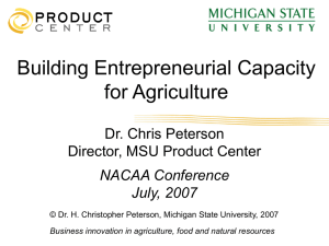 Business innovation in agriculture, food and natural