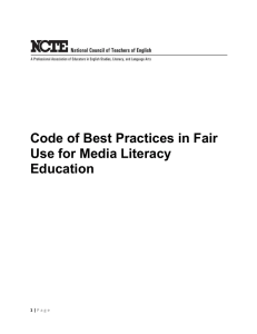 Code of Best Practices In Fair Use For Media Literacy Education