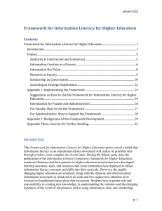 Framework for Information Literacy - ALA Connect