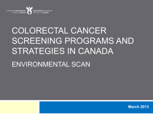 Colorectal Cancer Screening PROGRAMS AND