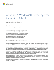 Azure AD & Windows 10: Better Together for Work or School