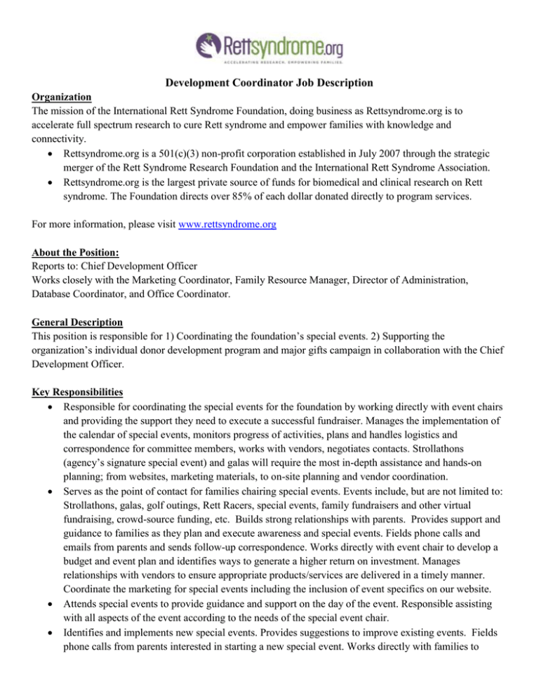 Development Coordinator Job Description