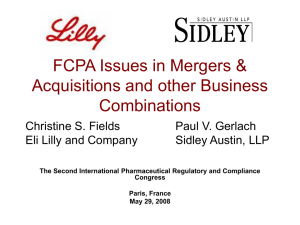 FCPA Issues in the Mergers & Acquisitions Context