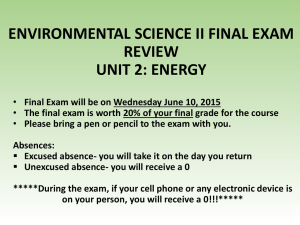 environmental science ii final exam review unit 2: energy