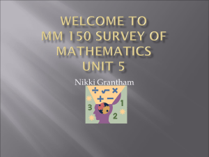 Welcome to MM 150 Survey of Mathematics Unit 5
