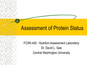 Assessment of Protein Status - Central Washington University