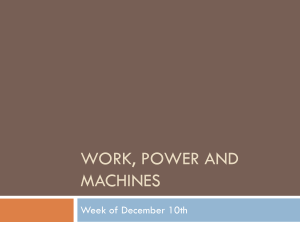 Work, Power and machines