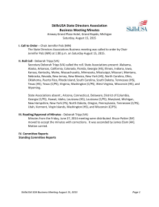 State Director Association Business Meeting Minutes