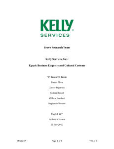 Bravo Research Team Kelly Services, Inc.: Egypt: Business Etiquette