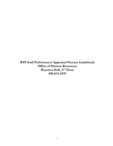 Wpi's Philosophy for the Performance Appraisal Process