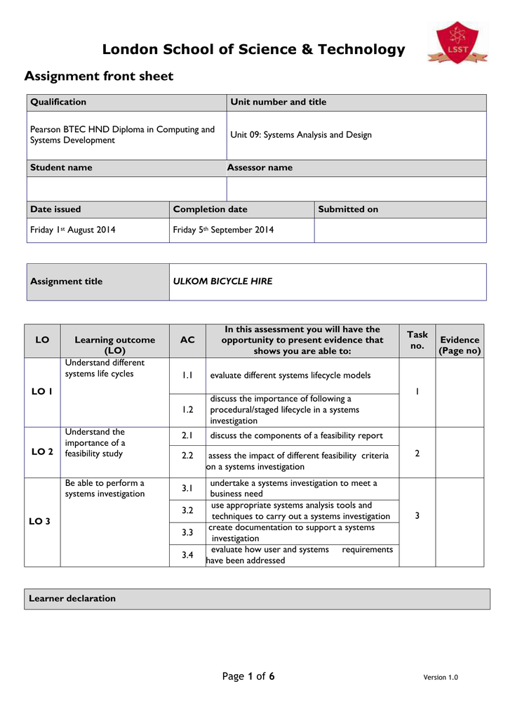 Systems Analysis And Design Answer Template