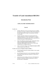 Transfer of Land Amendment Bill 2014