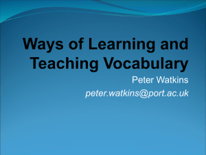 Ways of Learning and Teaching Vocabulary