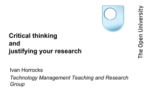 Critical thinking Ivan Horrocks revised 19 March 2014