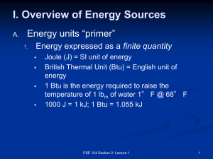 I. Overview of Energy Sources