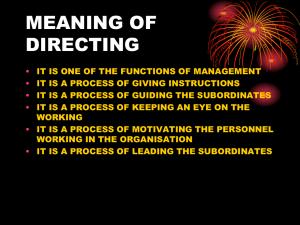 importance of directing - e-CTLT